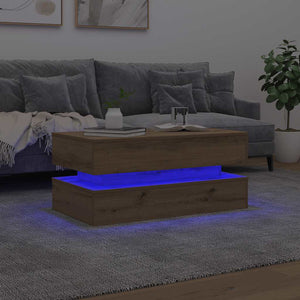 Τραπεζάκι Σαλονιού με LED Αρτισιανή Δρυς 90 x 50 x 40 εκ. - Pakobazaar