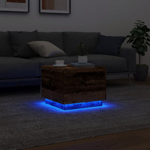 Τραπεζάκι Σαλονιού με LED Όψη Παλαιού Ξύλου 50 x 50 x 40 εκ.