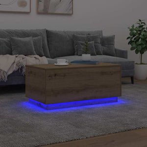 Τραπεζάκι Σαλονιού με LED Αρτισιανή Δρυς 90 x 50 x 40 εκ. - Pakobazaar