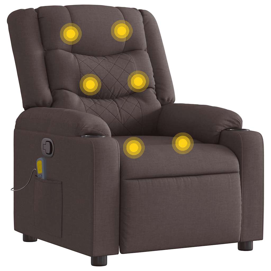 Πολυθρόνα Μασάζ Ανακλινόμενη Σκούρο Καφέ Υφασμάτινη - Pakobazaar