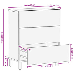 Μπουφές Μαύρος 60x33x75 εκ. από Επεξεργασμένο Ξύλο - Pakobazaar