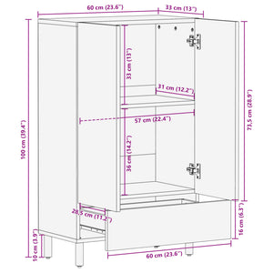 Ντουλάπι Μαύρο 60 x 33 x 110 εκ. από Επεξεργασμένο Ξύλο - Pakobazaar