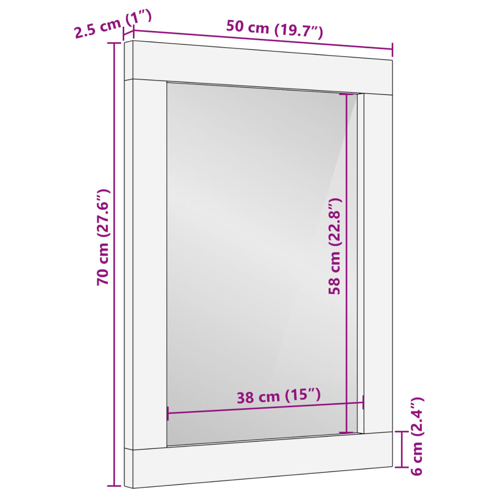 Καθρέφτης Μπάνιου Μαύρος 50x70x2,5 εκ. Επεξ. Ξύλο/Oρείχαλκος