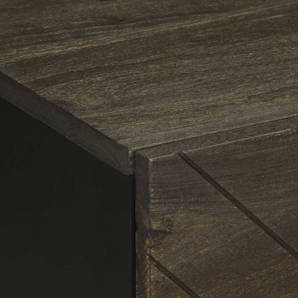 Κομοδίνα 2 τεμ. Μαύρα 40 x 33 x 46 εκ. από Μασίφ Ξύλο Μάνγκο