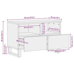 Έπιπλο Τηλεόρασης Μαύρο 70 x 33 x 46 εκ. από Μασίφ Ξύλο Μάνγκο