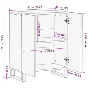 Μπουφές Μαύρο 60x33x75 cm Μασίφ Ξύλο Μάνγκο