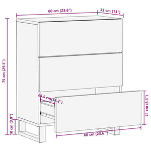 Μπουφές Μαύρο 60x33x75 cm Μασίφ Ξύλο Μάνγκο