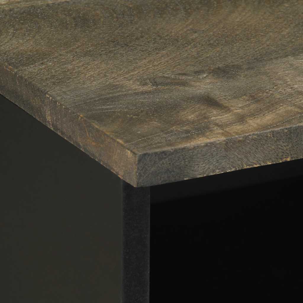 Κομοδίνο Μαύρο 40 x 33 x 46 εκ. από Μασίφ Ξύλο Μάνγκο