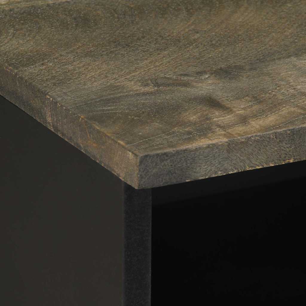 Κομοδίνα 2 τεμ. Μαύρα 40 x 33 x 46 εκ. από Μασίφ Ξύλο Μάνγκο