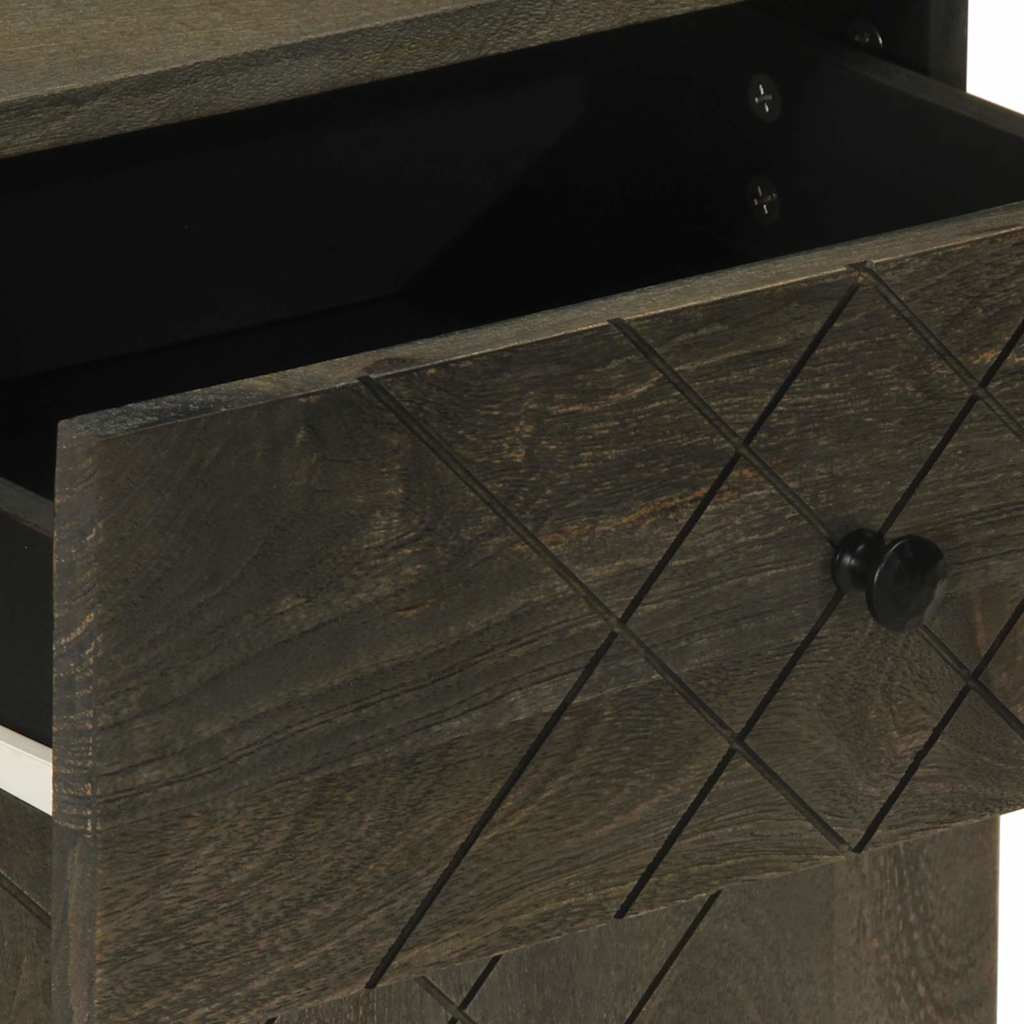 Κομοδίνο Μαύρο 50 x 33 x 60 εκ. από Μασίφ Ξύλο Μάνγκο