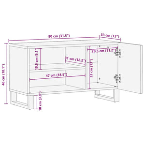 Έπιπλο Τηλεόρασης Μαύρο 80 x 33 x 46 εκ. από Μασίφ Ξύλο Μάνγκο