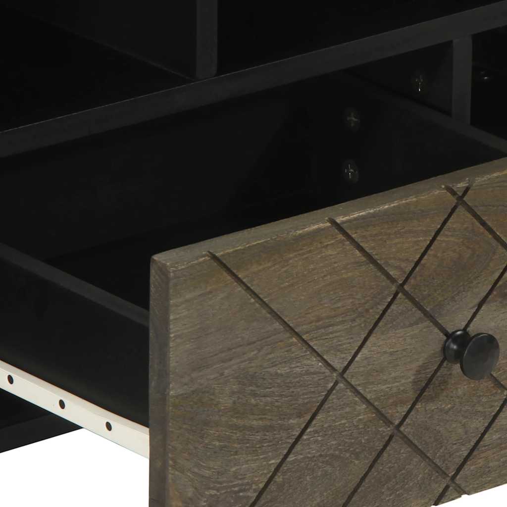 Έπιπλο Τηλεόρασης Μαύρο 100 x 33 x 46 εκ. από Μασίφ Ξύλο Μάνγκο