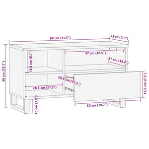 Έπιπλο Τηλεόρασης Μαύρο 80 x 33 x 46 εκ. από Μασίφ Ξύλο Μάνγκο