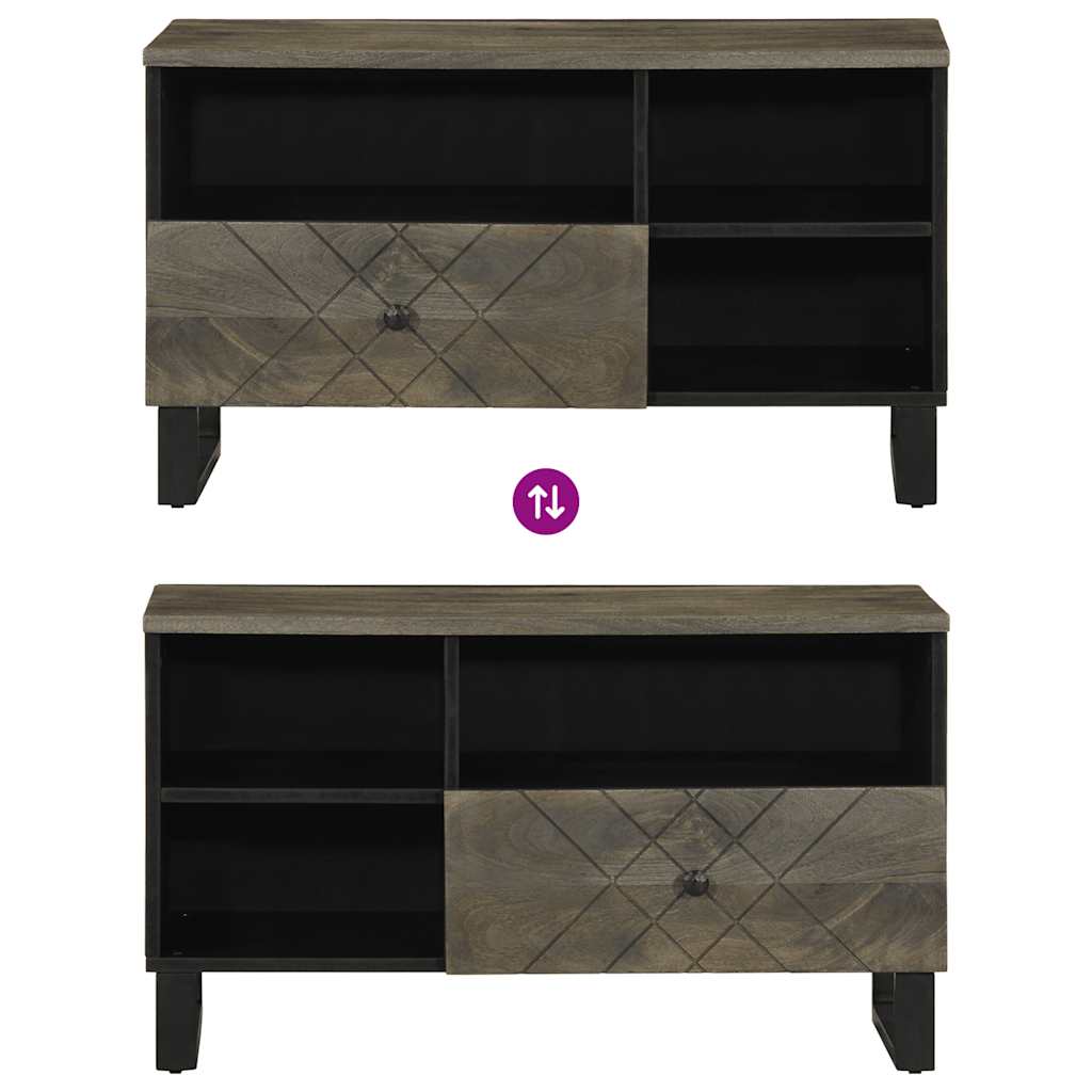 Έπιπλο Τηλεόρασης Μαύρο 80 x 33 x 46 εκ. από Μασίφ Ξύλο Μάνγκο
