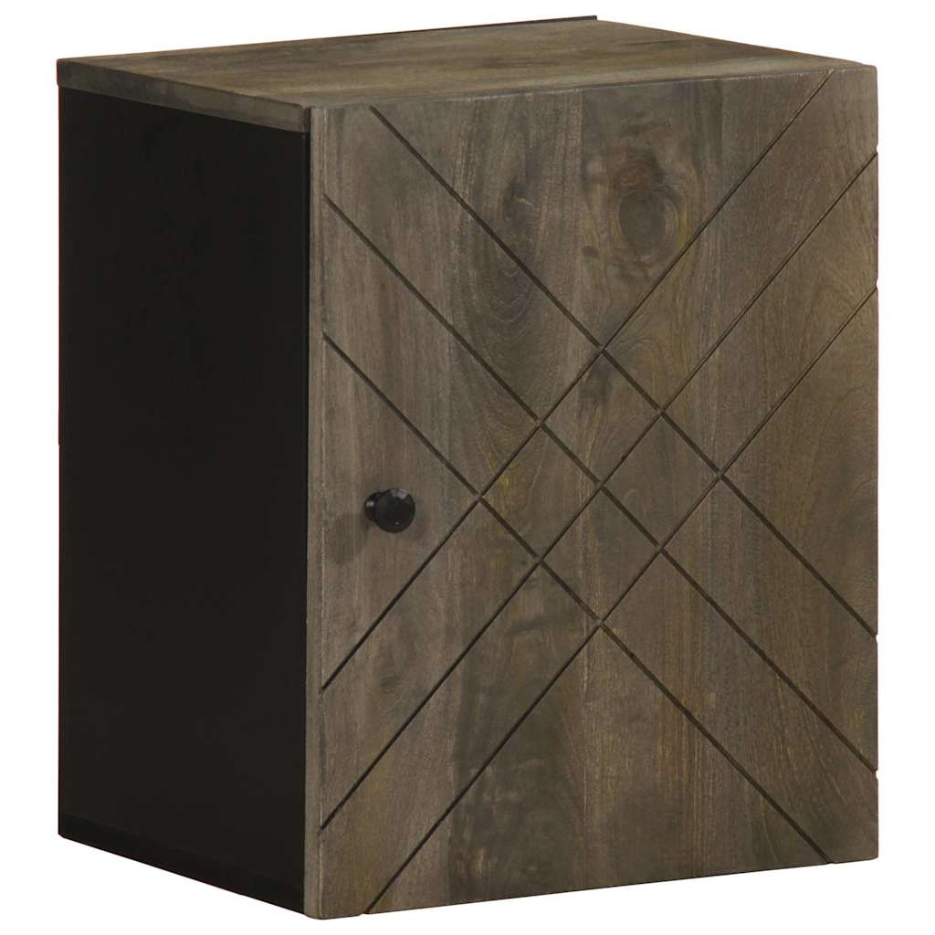 Επίτοιχο ντουλάπι μπάνιου Μαύρο 38x33x48 cm Μάνγκο μασίφ ξύλο
