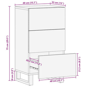 Σκευοθήκη μαύρο 40x33x75 cm μασίφ ξύλο Μάνγκο