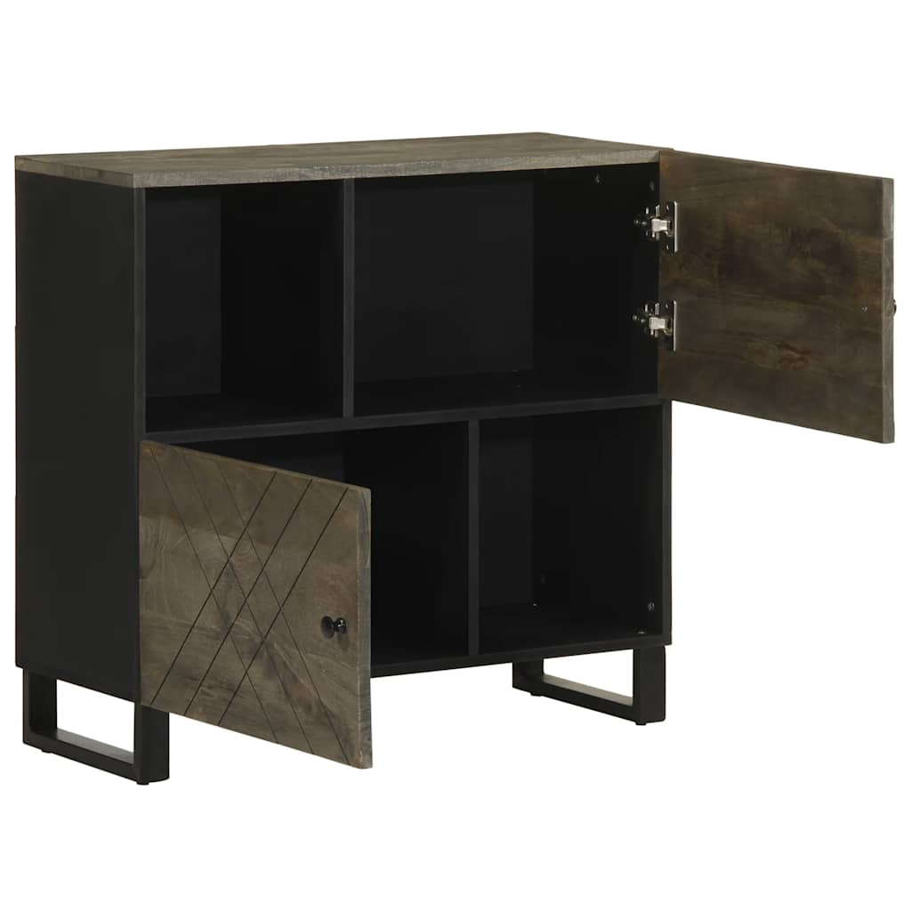 Σκευοθήκη Μαύρο 80x33x75 cm μασίφ ξύλο Μάνγκο