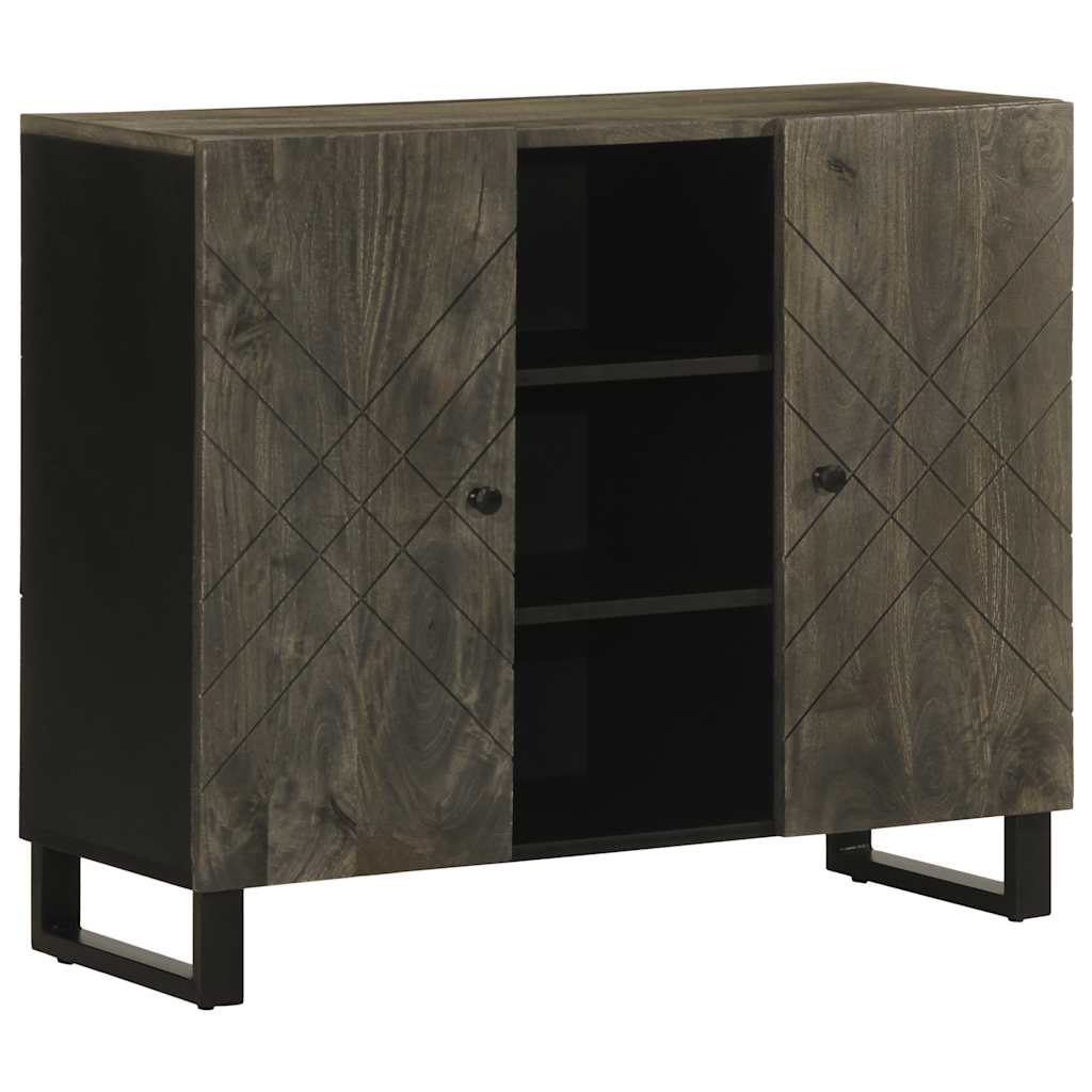 Σκευοθήκη μαύρο 90x33x75 cm μασίφ ξύλο Μάνγκο