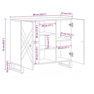 Σκευοθήκη μαύρο 90x33x75 cm μασίφ ξύλο Μάνγκο