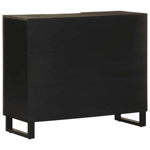 Σκευοθήκη μαύρο 90x33x75 cm μασίφ ξύλο Μάνγκο