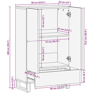 Ντουλάπι Μαύρο 60 x 33 x 110 εκ. από Μασίφ Ξύλο Μάνγκο - Pakobazaar