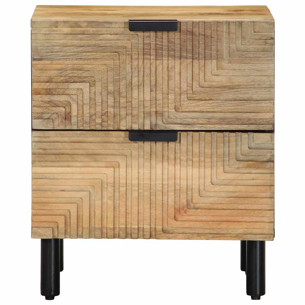 Κομοδίνα 2 τεμάχια καφέ 40x33x46 cm από μασίφ ξύλο Mango