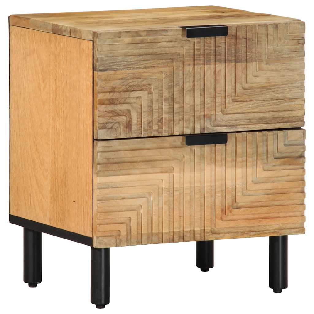 Κομοδίνα 2 τεμάχια καφέ 40x33x46 cm από μασίφ ξύλο Mango
