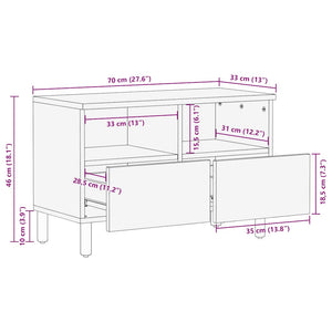 Ντουλάπι τηλεόρασης καφέ 70x33x46 cm μασίφ ξύλο Mango