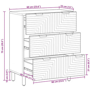 Sideboard καφέ 60x33x75 cm μασίφ ξύλο Mango - Pakobazaar