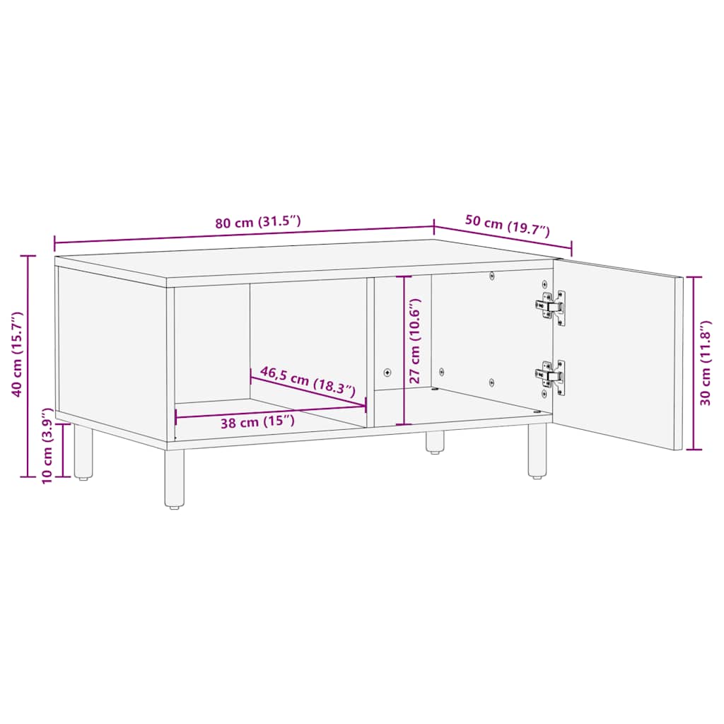 Τραπεζάκι σαλονιού καφέ 80x50x40 cm μασίφ ξύλο Mango