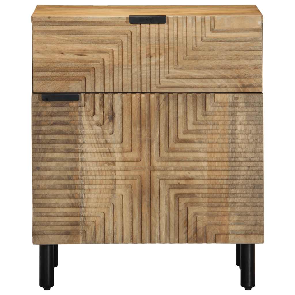 Κομοδίνο καφέ 50x33x60 cm μασίφ ξύλο Mango