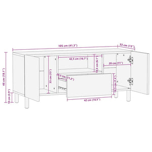 Ντουλάπι τηλεόρασης καφέ 105x33x46 cm από μασίφ ξύλο Mango - Pakobazaar