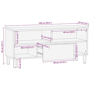 Ντουλάπι τηλεόρασης καφέ 100x33x46 cm μασίφ ξύλο Mango