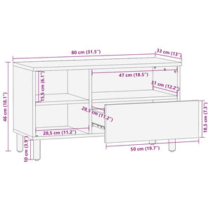 Ντουλάπι τηλεόρασης καφέ 80x33x46 cm μασίφ ξύλο Mango