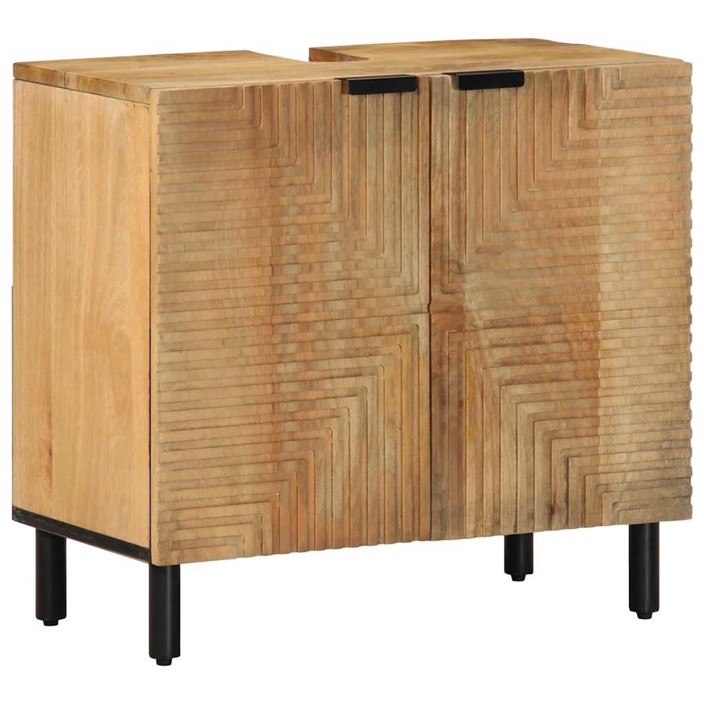 ντουλάπι νιπτήρα μπάνιου καφέ 62x33x58 cm μασίφ ξύλο Mango