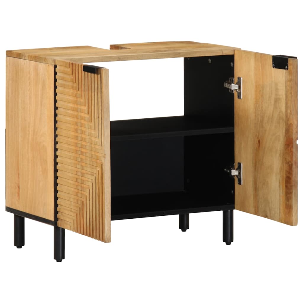 ντουλάπι νιπτήρα μπάνιου καφέ 62x33x58 cm μασίφ ξύλο Mango