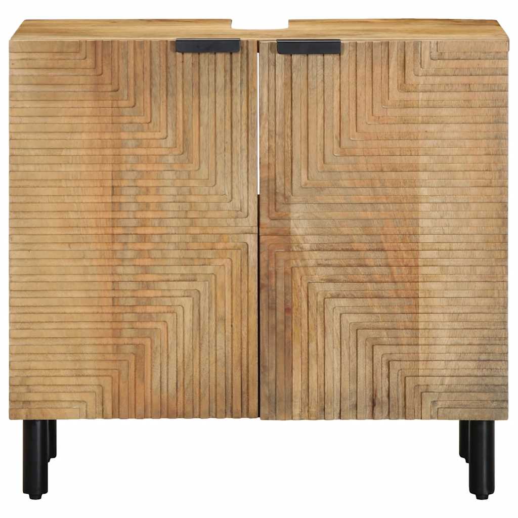 ντουλάπι νιπτήρα μπάνιου καφέ 62x33x58 cm μασίφ ξύλο Mango