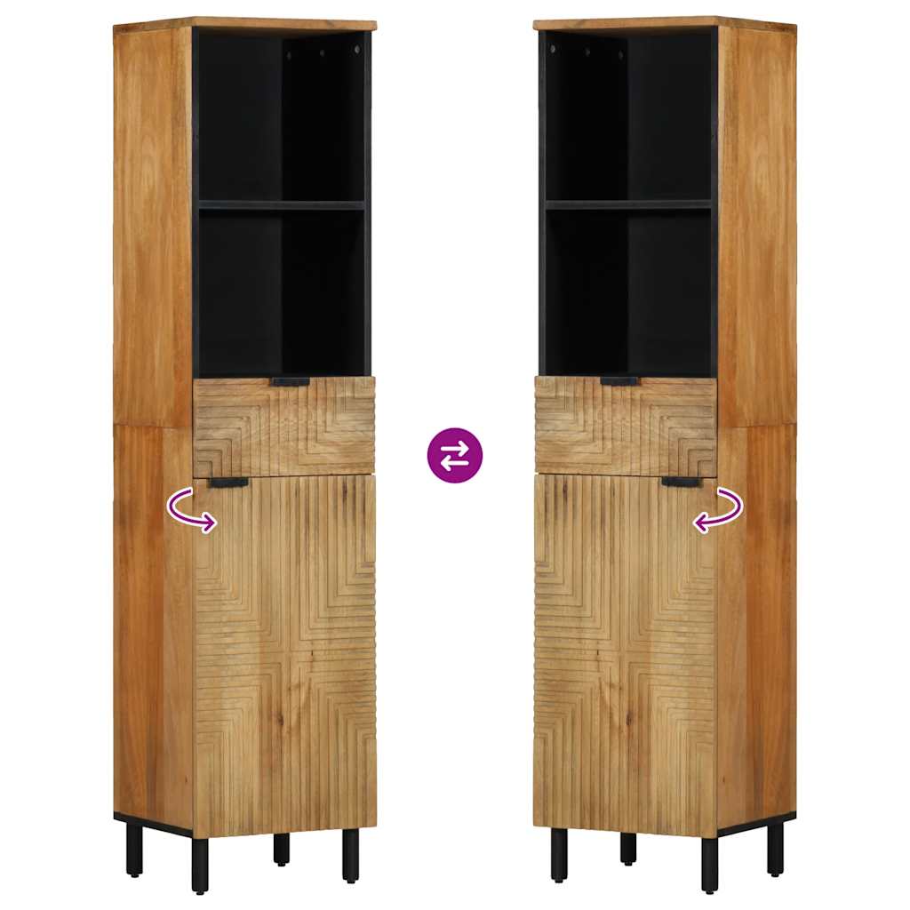 ντουλάπι μπάνιου καφέ 38x33x160 cm μασίφ ξύλο Mango - Pakobazaar