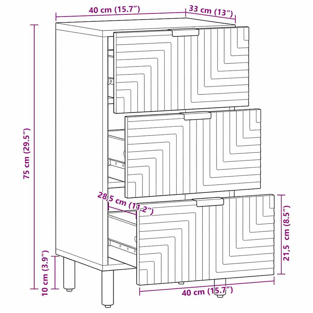 Sideboard καφέ 40x33x75 cm μασίφ ξύλο Mango - Pakobazaar