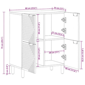 Sideboard καφέ 60x33x75 cm μασίφ ξύλο Mango
