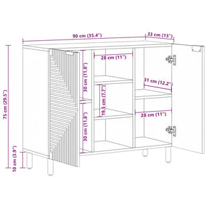 Sideboard καφέ 90x33x75 cm μασίφ ξύλο Mango