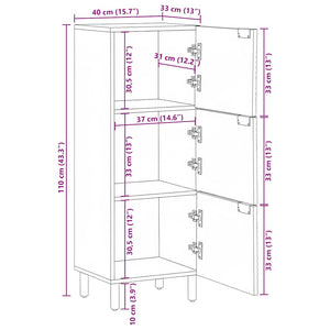 Highboard καφέ 40x33x110 cm μασίφ ξύλο Mango - Pakobazaar
