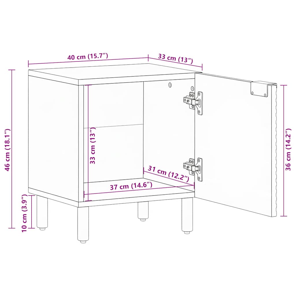 Κομοδίνο 40x33x46 εκ. από Μασίφ Ξύλο Ακακίας - Pakobazaar