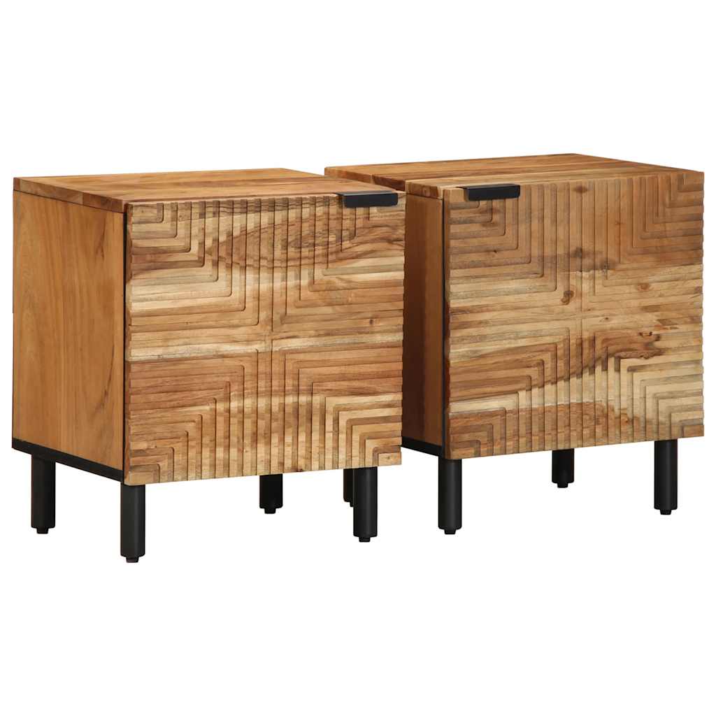 Κομοδίνα 2 τεμ. 40x33x46 εκ. από Μασίφ Ξύλο Ακακίας - Pakobazaar