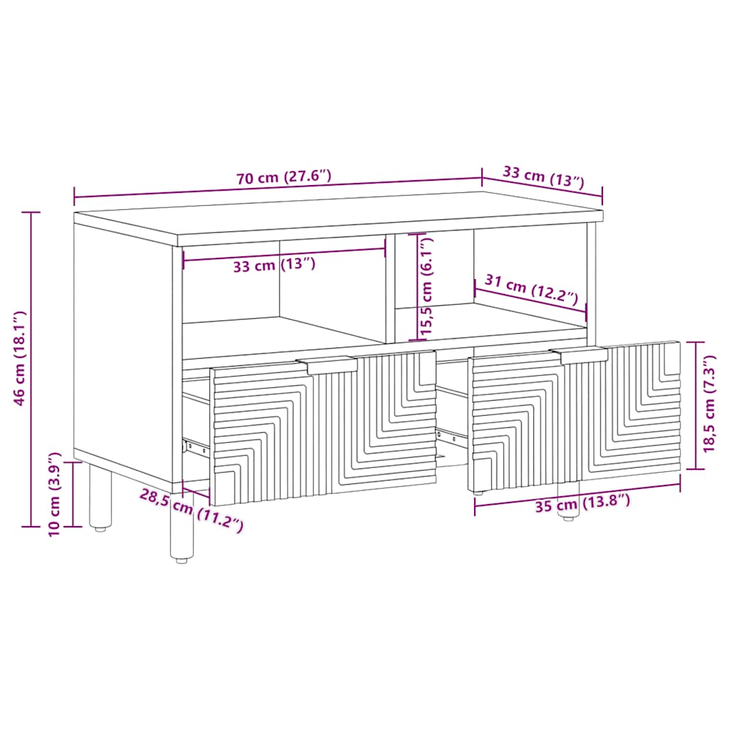 Έπιπλο Τηλεόρασης 70x33x46 εκ. από Μασίφ Ξύλο Ακακίας - Pakobazaar