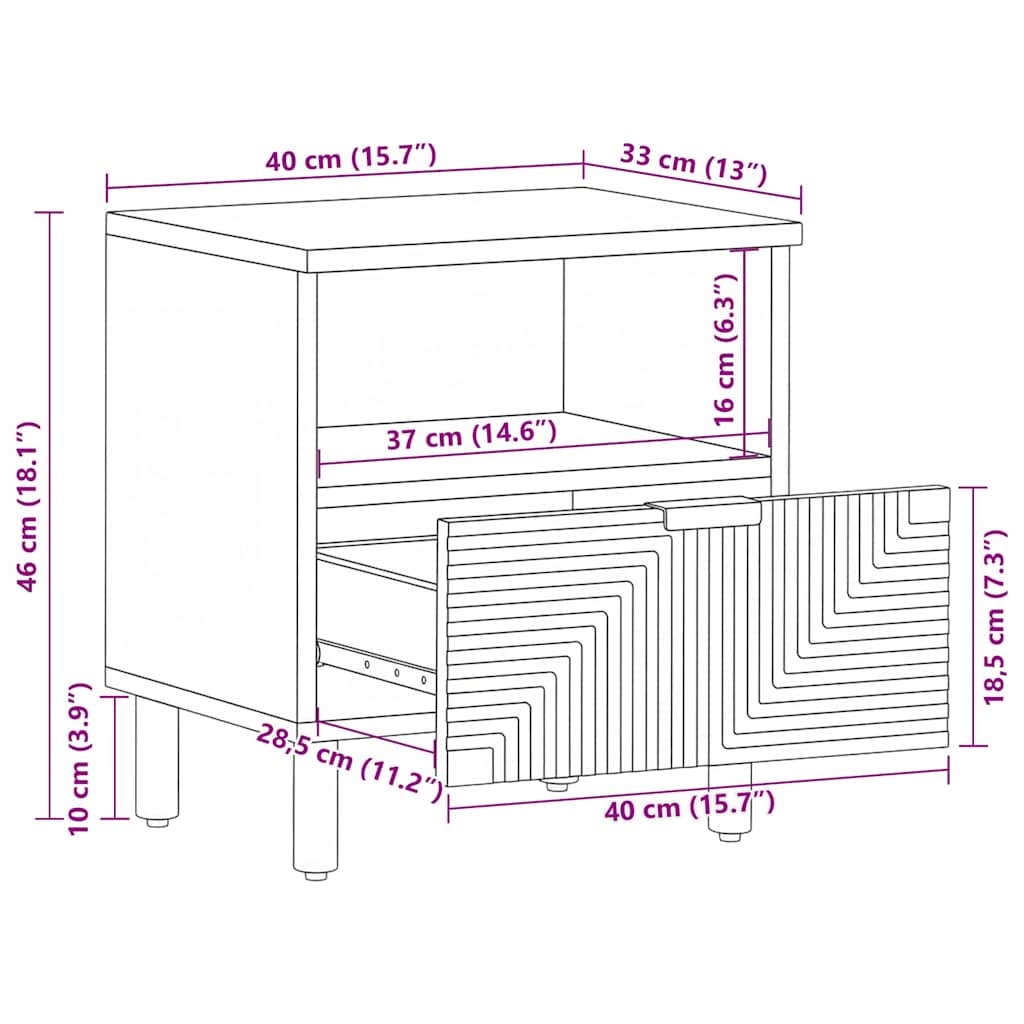 Κομοδίνο 40x33x46 εκ. από Μασίφ Ξύλο Ακακίας - Pakobazaar