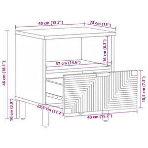 Κομοδίνο 40x33x46 εκ. από Μασίφ Ξύλο Ακακίας - Pakobazaar