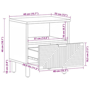 Κομοδίνα 2 τεμ. 40x33x46 εκ. από Μασίφ Ξύλο Ακακίας - Pakobazaar