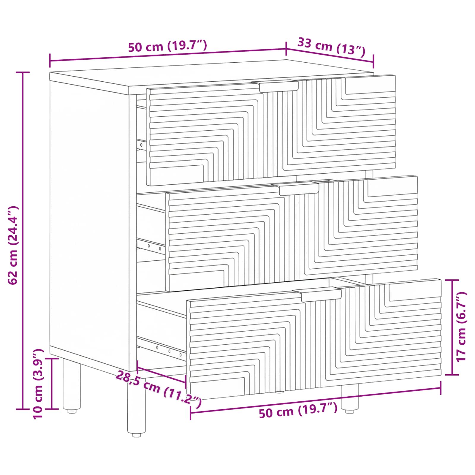 Κομοδίνο με συρτάρι Καφέ 50 x 33 x 62 εκ. Μασίφ ξύλο ακακίας - Pakobazaar