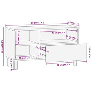 Ντουλάπι TV με συρτάρι Καφέ 80 x 33 x 46 εκ. Στερεό ξύλο μάνγκο